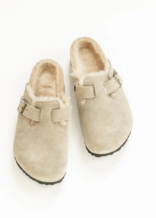 Birkenstock Faux Fur-Lined Suede Clogs – Cozy Warm Slide Shoes
