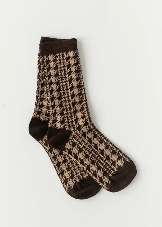 Houndstooth Crew Sock