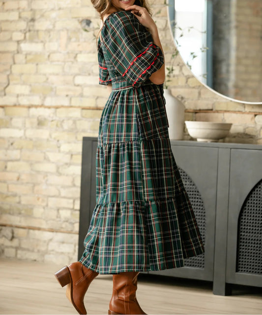 Smocked Puff Half Sleeve Maxi Dress