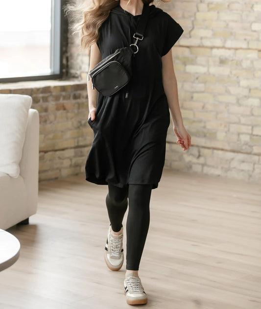Black Sleeveless Hoodie Dress – Casual Cool Everyday Wear